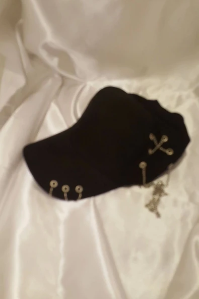 Şapka Kasket Şapka Spor Şapka Unisex Siyah Zincir Piercing Li Halkalı 01