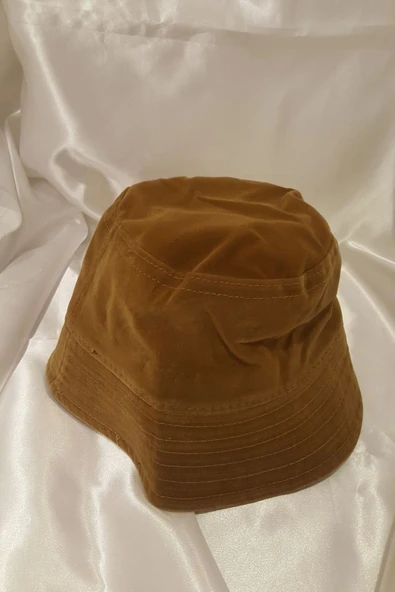 Şapka Bucket Şapka Balıkçı Kova Şapka Unisex Yuvarlak Şapka Kahve Kadife