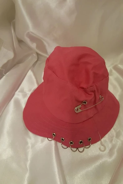 Şapka Bucket Şapka Balıkçı Kova Şapka Unisex Yuvarlak Şapka Şeker Pembe Zincir Piercing Li - 2