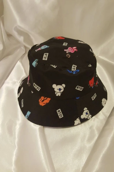 Şapka Bucket Şapka Balıkçı Kova Şapka Unisex Yuvarlak Şapka Figürlü - 4