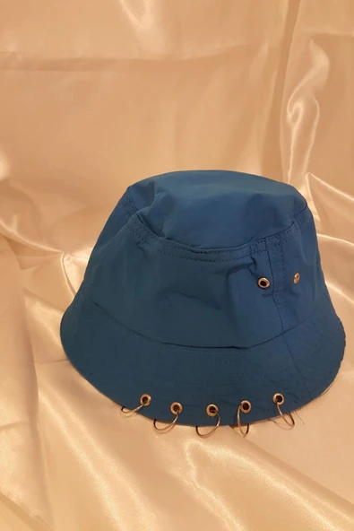 Şapka Bucket Şapka Balıkçı Kova Şapka Unisex Yuvarlak Şapka Mavi