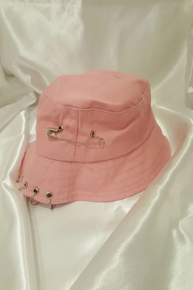 Şapka Bucket Şapka Balıkçı Kova Şapka Unisex Yuvarlak Şapka Açık Lila Zincir Piercing Li - 3