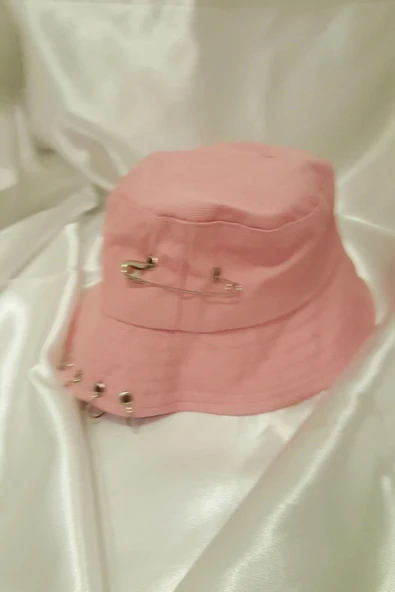 Şapka Bucket Şapka Balıkçı Kova Şapka Unisex Yuvarlak Şapka Açık Lila Zincir Piercing Li