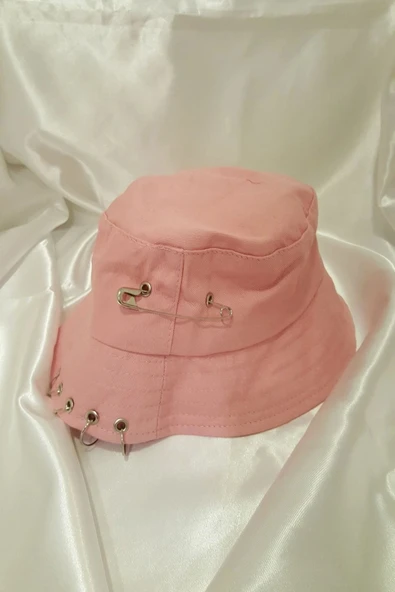Şapka Bucket Şapka Balıkçı Kova Şapka Unisex Yuvarlak Şapka Açık Lila Zincir Piercing Li - 4