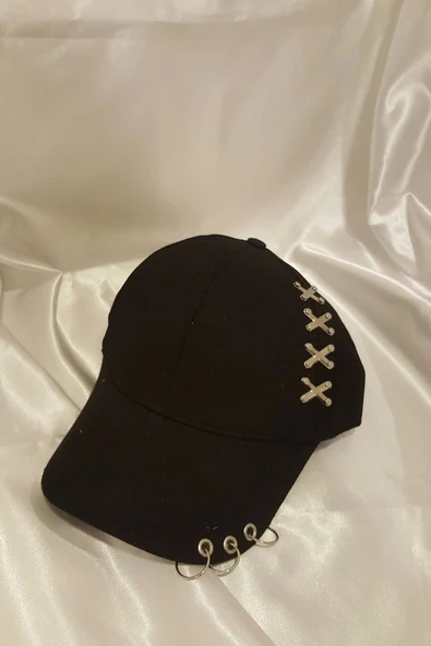 Şapka Kasket Şapka Spor Şapka Unisex Siyah Zincir Piercing Li Halkalı