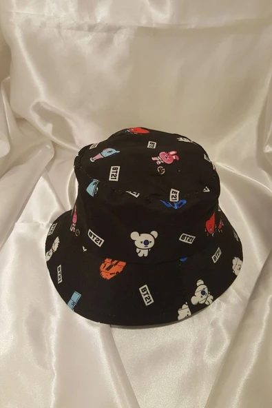 Şapka Bucket Şapka Balıkçı Kova Şapka Unisex Yuvarlak Şapka Figürlü - 5