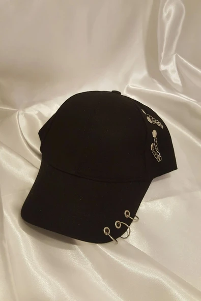 Şapka Kasket Şapka Spor Şapka Unisex Siyah Zincir Piercing Li - 2