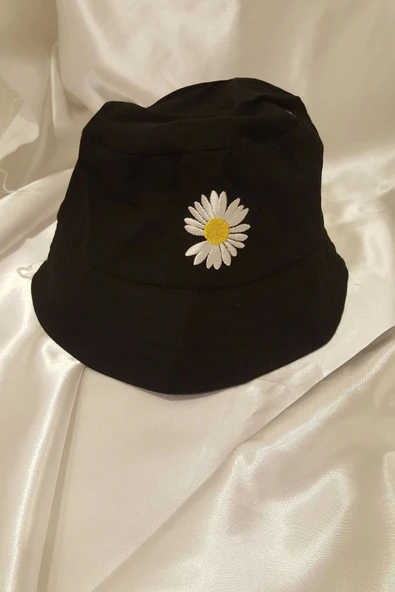 Şapka Bucket Şapka Balıkçı Kova Şapka Unisex Yuvarlak Şapka Papatya İşlemeli - 4