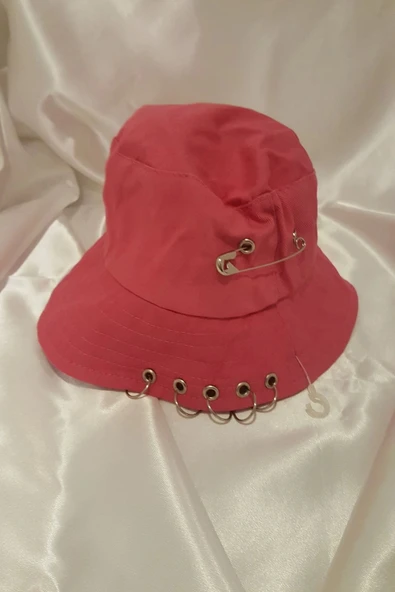 Şapka Bucket Şapka Balıkçı Kova Şapka Unisex Yuvarlak Şapka Şeker Pembe Zincir Piercing Li - 3