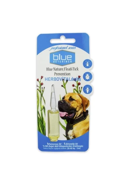 Blue Veteriner 20-40kg Köpekler İçin Bitkisel Ense Damlası 5ml  Skt:05/2026