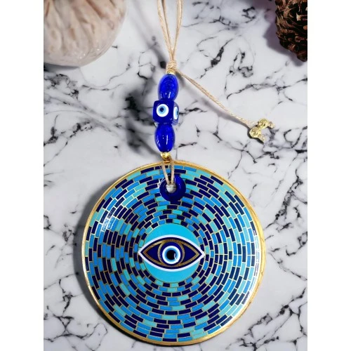 Prizma Desen Nazar Boncuklu Gözlü Duvar Süsü Cam Duvar Dekoru - Resim 4