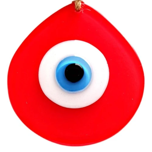 Nazar Boncuklu Damla Model Nar Çiçeği Rengi El Yapımı Cam Duvar Süsü - Resim 2