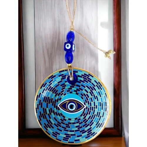 Prizma Desen Nazar Boncuklu Gözlü Duvar Süsü Cam Duvar Dekoru - Resim 3