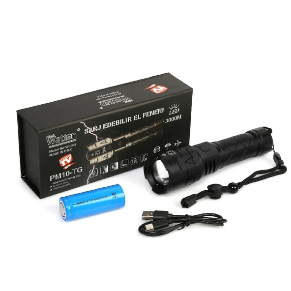 3000 Lümen Güçlü El Feneri  Wt-604 - Resim 2