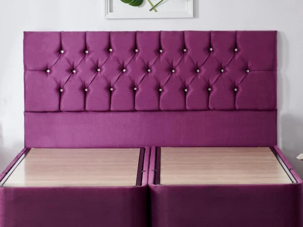 Niron Violet Yatak Seti 150x200 cm Çift Kişilik Yatak Baza Başlık Takımı - Orta Sert Yatak Mor Baza ve Başlığı - Resim 9