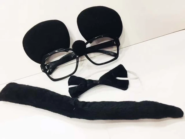 Mickey Mouse Gözlüğü Papyonu Kuyruğu Seti - 2