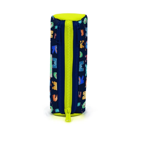 Coral High Kids Lacivert Neon Sarı Monster Desenli Üç Bölmeli Kalem Çantası 22026 - 4