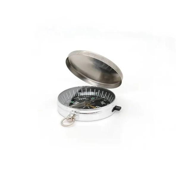 Mini Taşınabilir  Kapaklı Cep Saati Model Alüminyum İğne Kılıtlı  Pusula G451 - 3