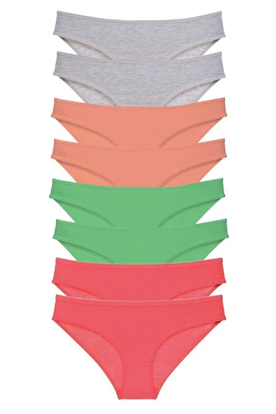 8 adet Süper Eko Set Likralı Kadın Slip Külot Gri Pudra Yeşil Fuşya ürün görseli 1