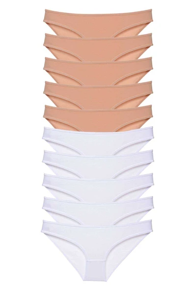 10 adet Süper Eko Set Likralı Kadın Slip Külot Ten Beyaz ürün görseli 1