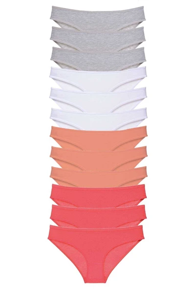 12 adet Süper Eko Set Likralı Kadın Slip Külot Gri Beyaz Pudra Fuşya ürün görseli 1