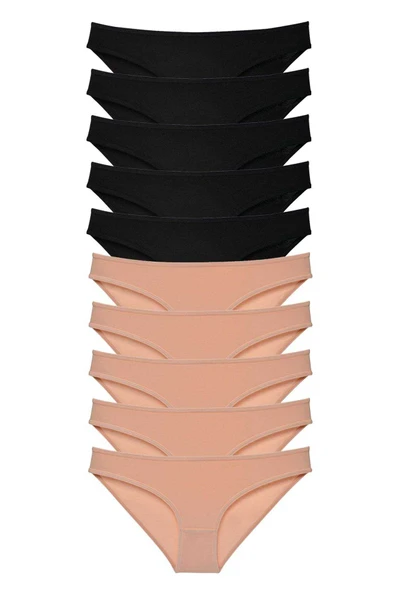 10 adet Süper Eko Set Likralı Kadın Slip Külot Siyah Ten ürün görseli 1