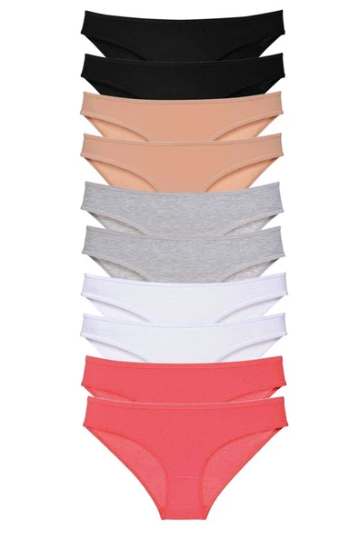 10 adet Süper Eko Set Likralı Kadın Slip Külot Siyah Ten Gri Beyaz Fuşya ürün görseli 1