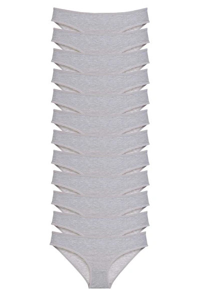 12 adet Süper Eko Set Likralı Kadın Slip Külot Gri ürün görseli 1