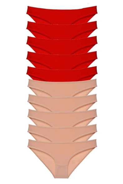 10 adet Eko Set Likralı Kadın Slip Külot Kırmızı Ten ürün görseli 1