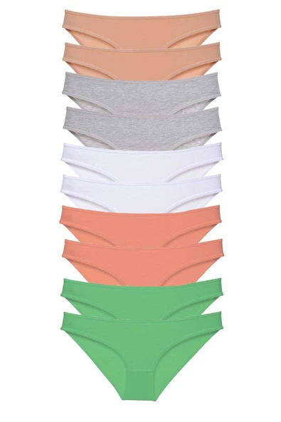 10 adet Süper Eko Set Likralı Kadın Slip Külot Ten Gri Beyaz Pudra Yeşil ürün görseli 1