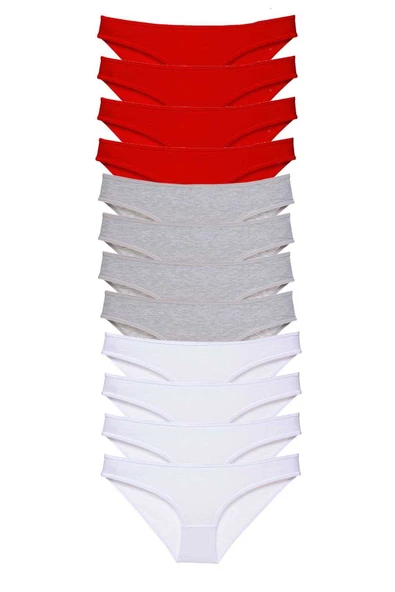 12 adet Süper Eko Set Likralı Kadın Slip Külot Kırmızı Gri Beyaz ürün görseli 1