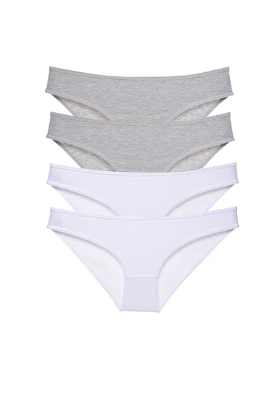 4 adet Süper Eko Set Likralı Kadın Slip Külot Gri Beyaz ürün görseli 1