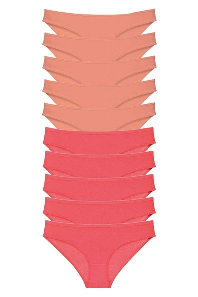 10 adet Eko Set Likralı Kadın Slip Külot Pudra Fuşya ürün görseli 1