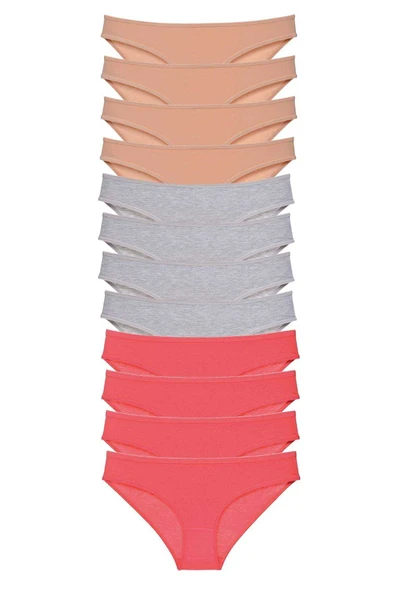 12 adet Süper Eko Set Likralı Kadın Slip Külot Ten Gri Fuşya ürün görseli 1