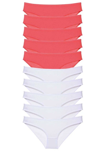 10 adet Eko Set Likralı Kadın Slip Külot Fuşya Beyaz ürün görseli 1