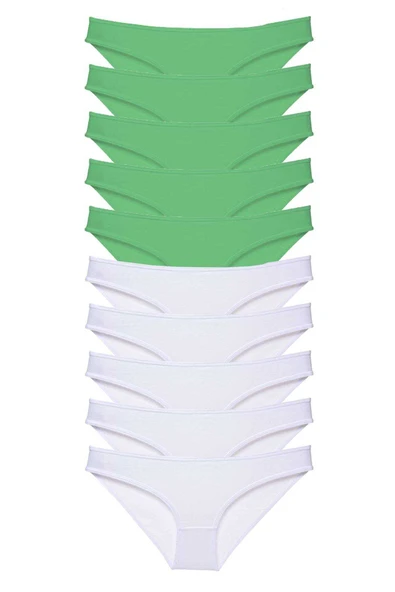 10 adet Eko Set Likralı Kadın Slip Külot Yeşil Beyaz ürün görseli 1