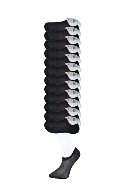 Siyah Erkek Görünmez Çorap 12 çift - 1