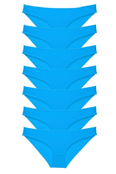 7 adet Süper Eko Set Likralı Kadın Slip Külot Mavi ürün görseli 1