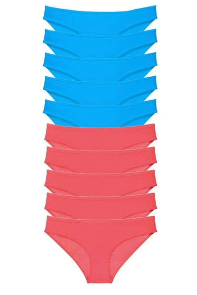 10 adet Süper Eko Set Likralı Kadın Slip Fuşya Mavi - 1