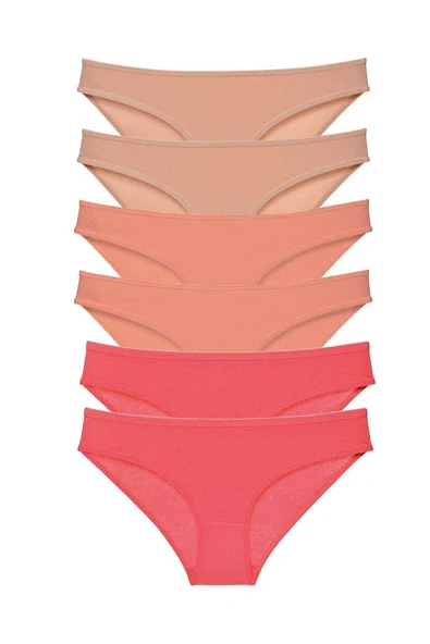 6 adet Süper Eko Set Likralı Kadın Slip Külot Ten Pudra Fuşya ürün görseli 1