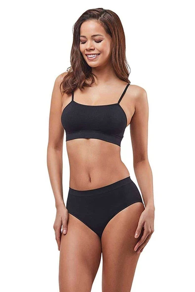 Elite Life Kadın İnce Askılı Dikişsiz Siyah Büstiyer 851 ürün görseli 1