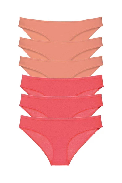 6 adet Süper Eko Set Likralı Kadın Slip Külot Pudra Fuşya ürün görseli 1