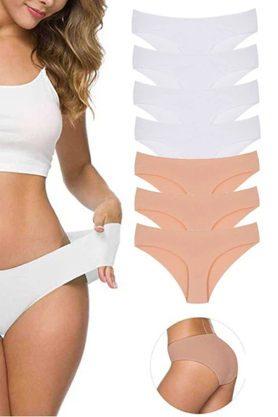 7 Adet Kadın Dikişsiz Lazer Kesim Esnek İz yapmayan Külot S3 ürün görseli 1