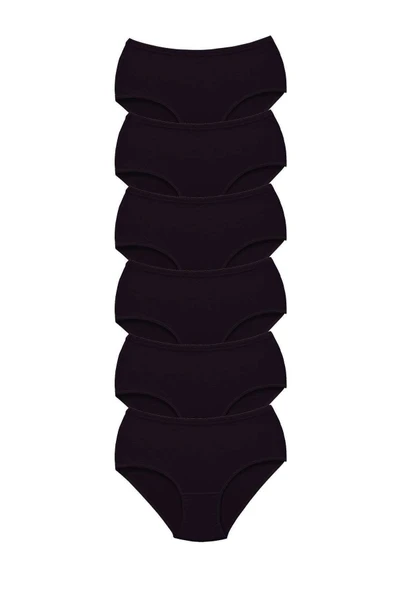 6 Adet Tutku Kadın Yüksek Bel Bato Kalın Lastik Külot Siyah ürün görseli 1