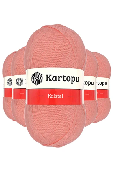 5 Adet Kristal Çift Katlı El Örgü Lif İpi Koyu Somon K1217 ürün görseli 1