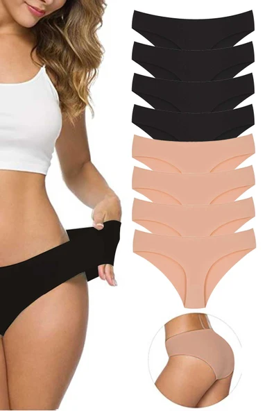 8 Adet Kadın Dikişsiz Lazer Kesim Esnek İz yapmayan Külot S2 ürün görseli 1