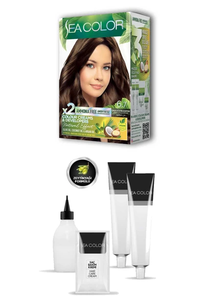 2 Tüp Krem Saç Boyası Seti Çikolata Kahve No:6.7 - Resim 2