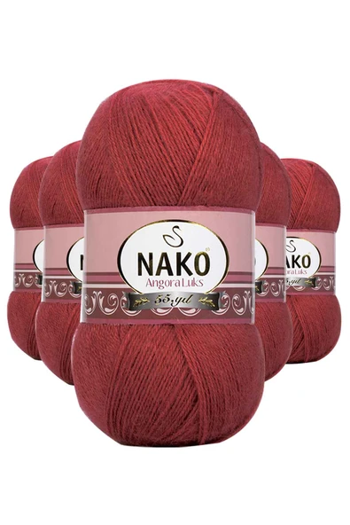 5 Adet Angora LüEl Örgü İpi Bordo 6679
