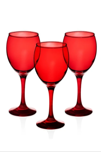 Sigma Lal 44941 SL3 3'lü Ayaklı Bardak Full Kırmızı SGM09729 - 5