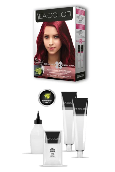 2 Tüp Krem Saç Boyası Seti Çilek Kırmızısı No:5.65 - Resim 2